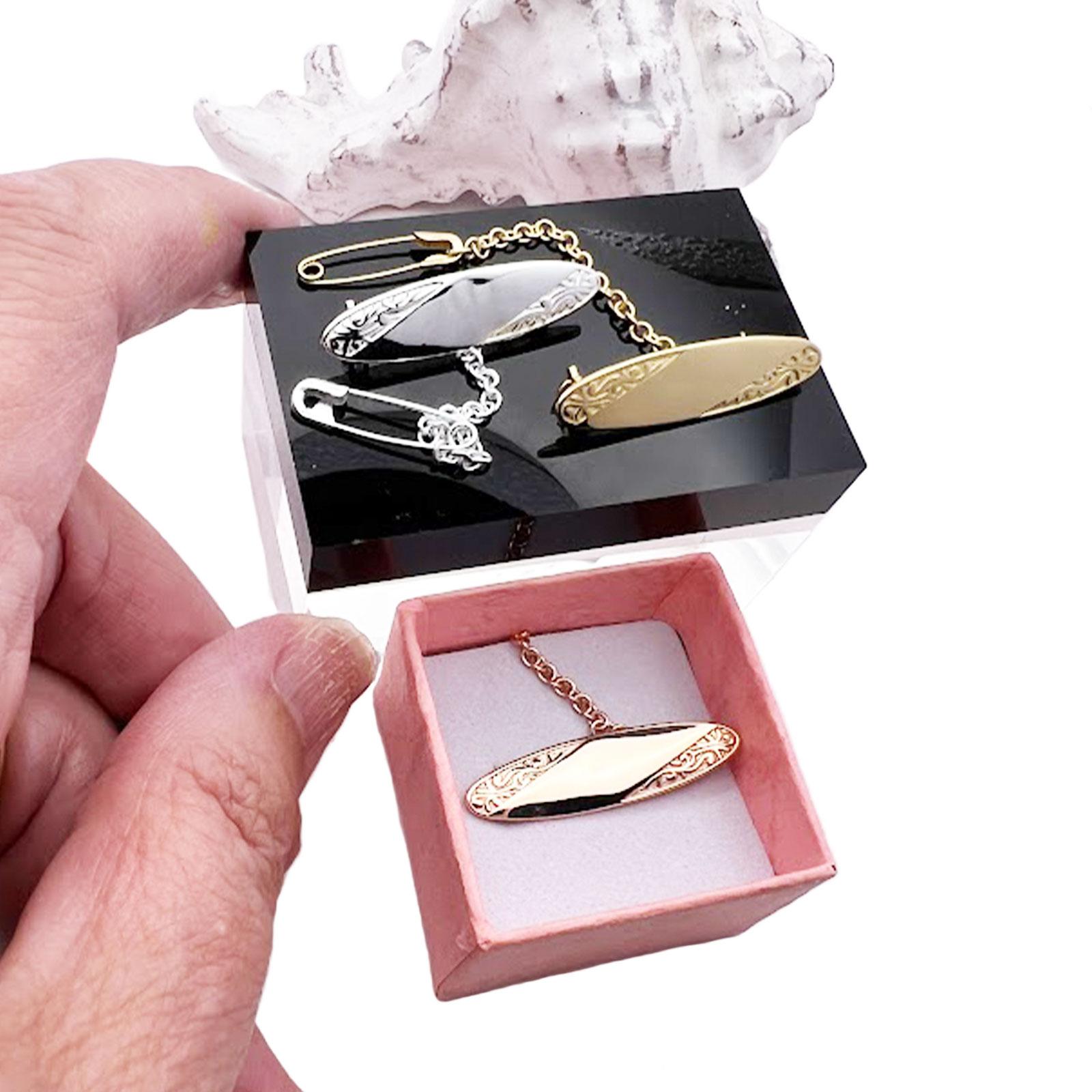 Embossed Oval Baby Brooch 1 Embossed Oval Baby Brooch