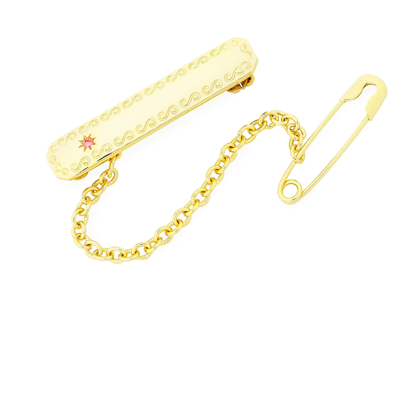 Red Stone Rectangular Baby Brooch 4 Rectangular Baby Brooch