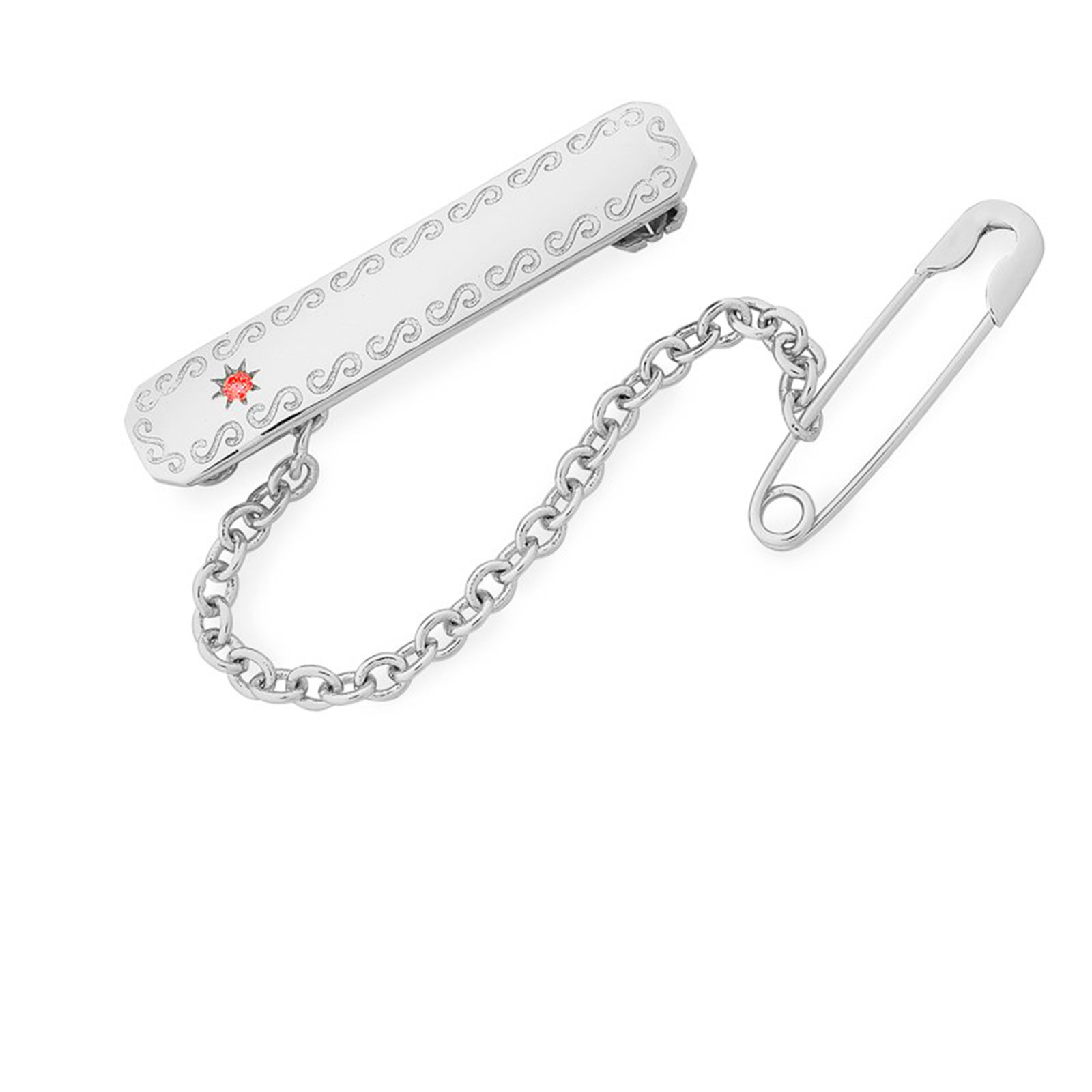 Red Stone Rectangular Baby Brooch 2 Rectangular Baby Brooch