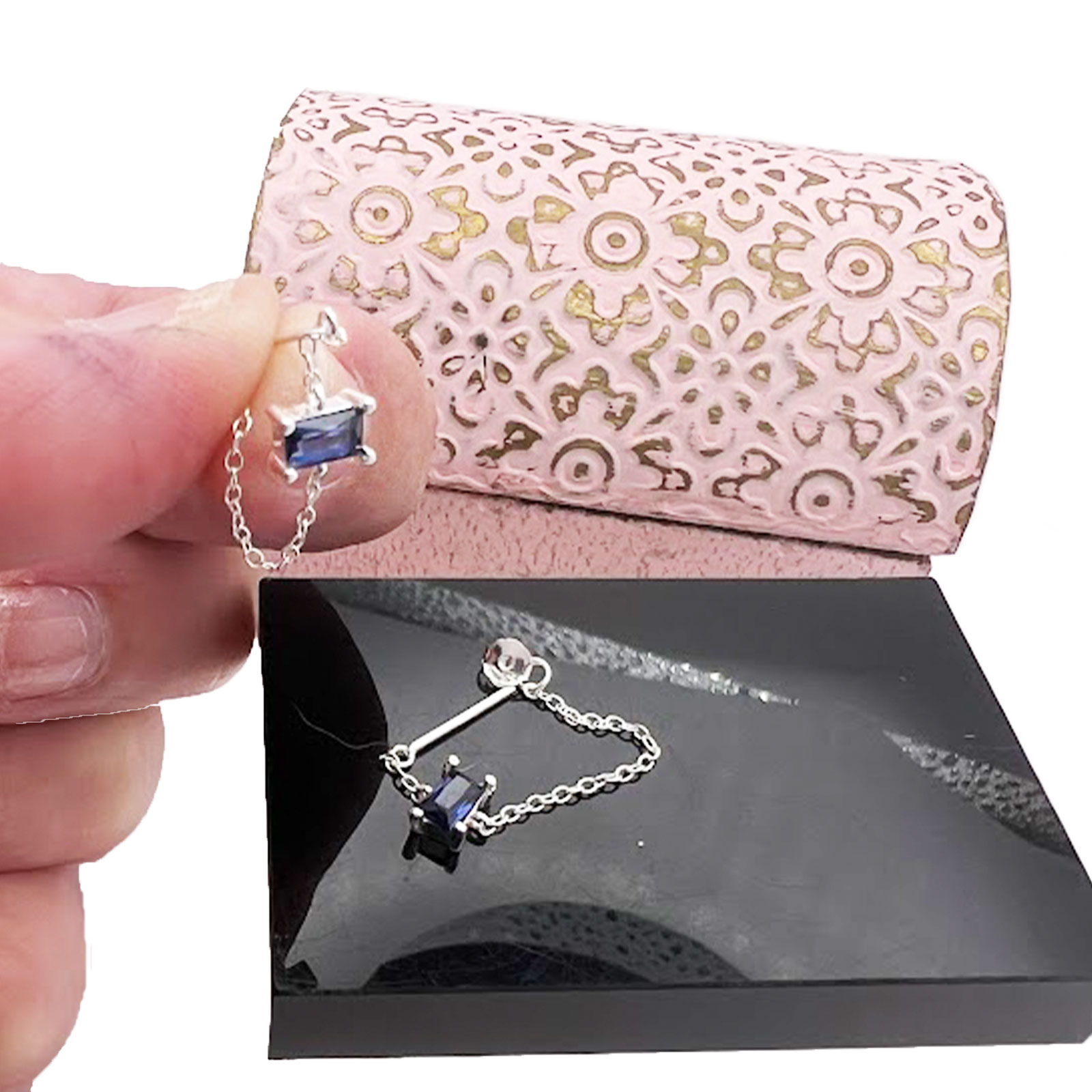 Baguette Sapphire CZ Earrings 4 Baguette Sapphire CZ Earrings