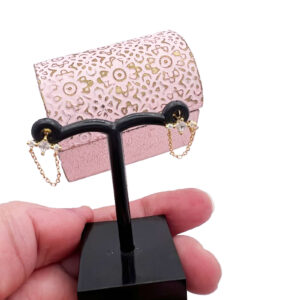 CZ Chain Drop Stud Earrings