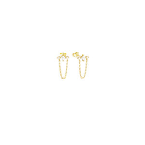 CZ Chain Drop Stud Earrings