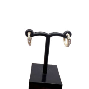 Sterling Silver CZ Hoop Earrings 6 CZ Hoop Earrings