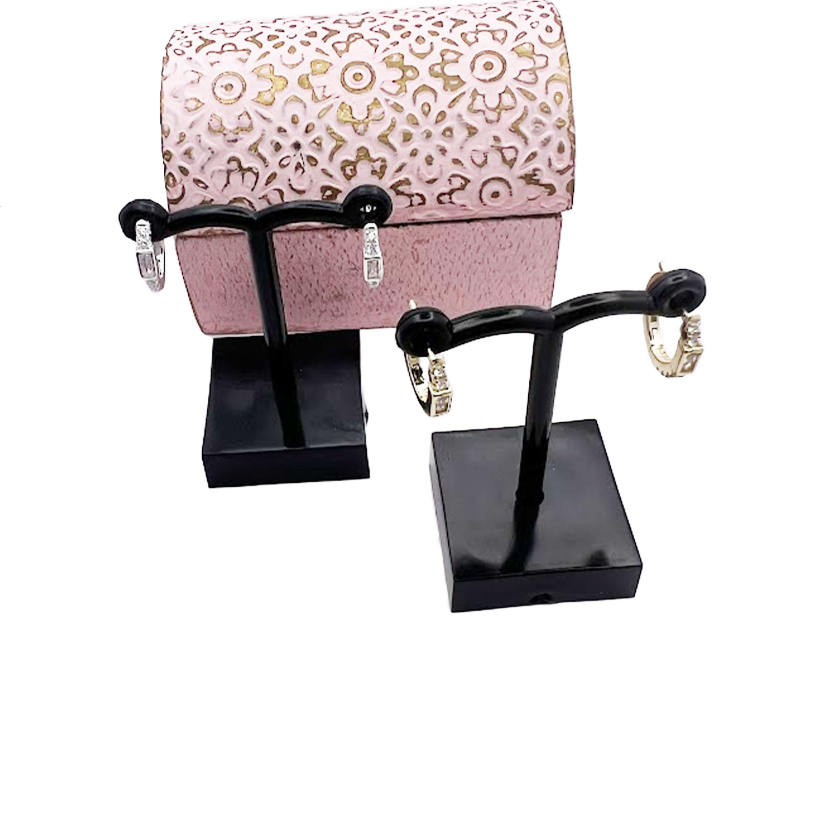 Sterling Silver CZ Hoop Earrings 4 CZ Hoop Earrings