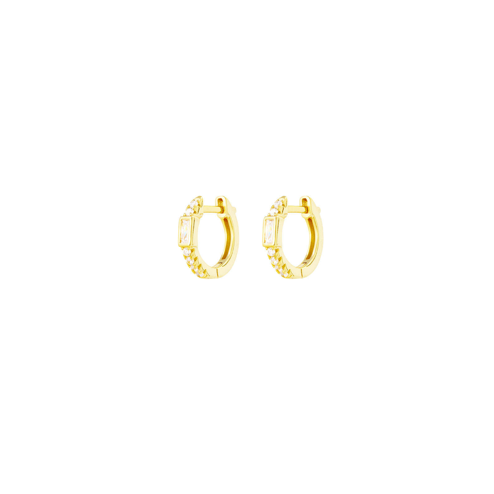 Sterling Silver CZ Hoop Earrings 2 CZ Hoop Earrings