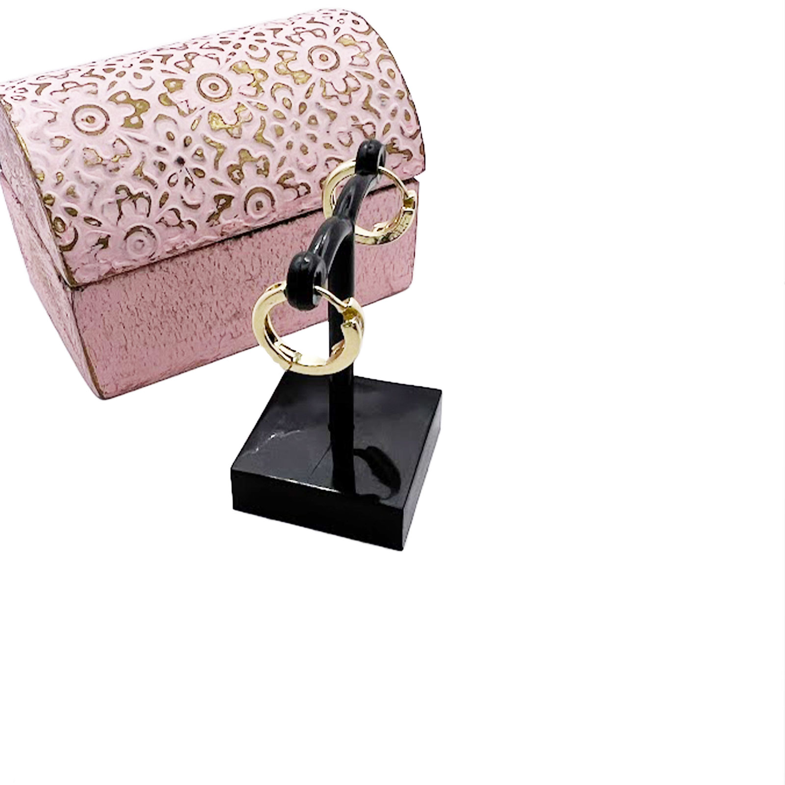 Gold CZ Huggie Earrings 4 CZ Huggie Earrings