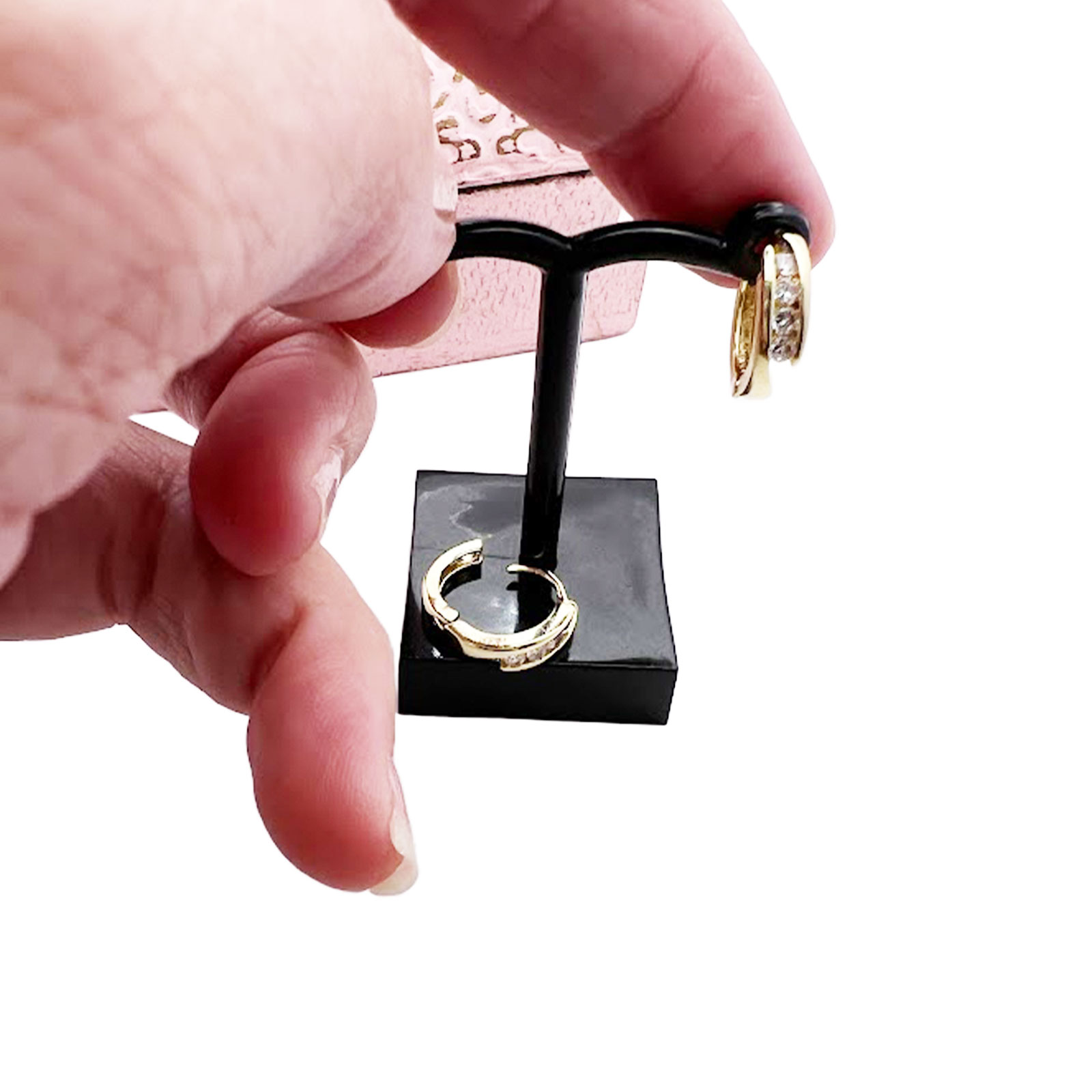 Gold CZ Huggie Earrings 2 CZ Huggie Earrings