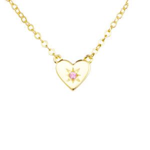 Pink CZ Heart Necklace