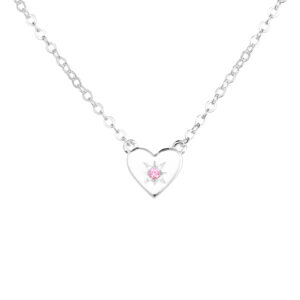 Pink CZ Heart Necklace