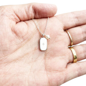 Rectangle CZ and Pearl Necklace