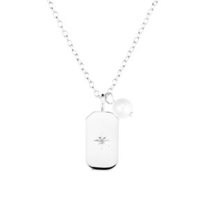 Rectangle CZ and Pearl Necklace