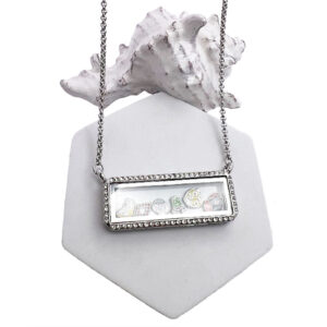 Rectangle Crystal Surround Floating Locket