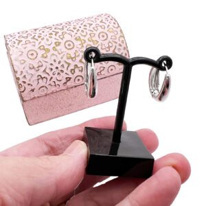 Silver Oval Huggie Earrings