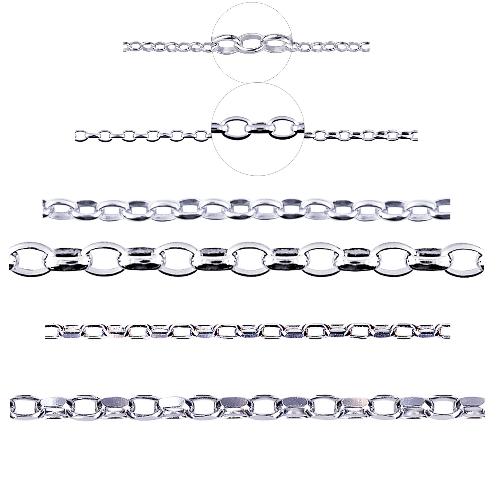 Sterling Silver Oval Belcher Chain 1 Oval Belcher Chain