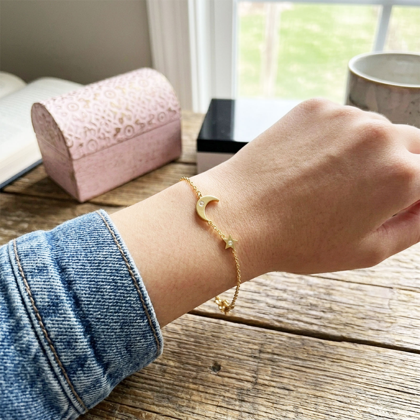 Gold Star and Moon Bracelet