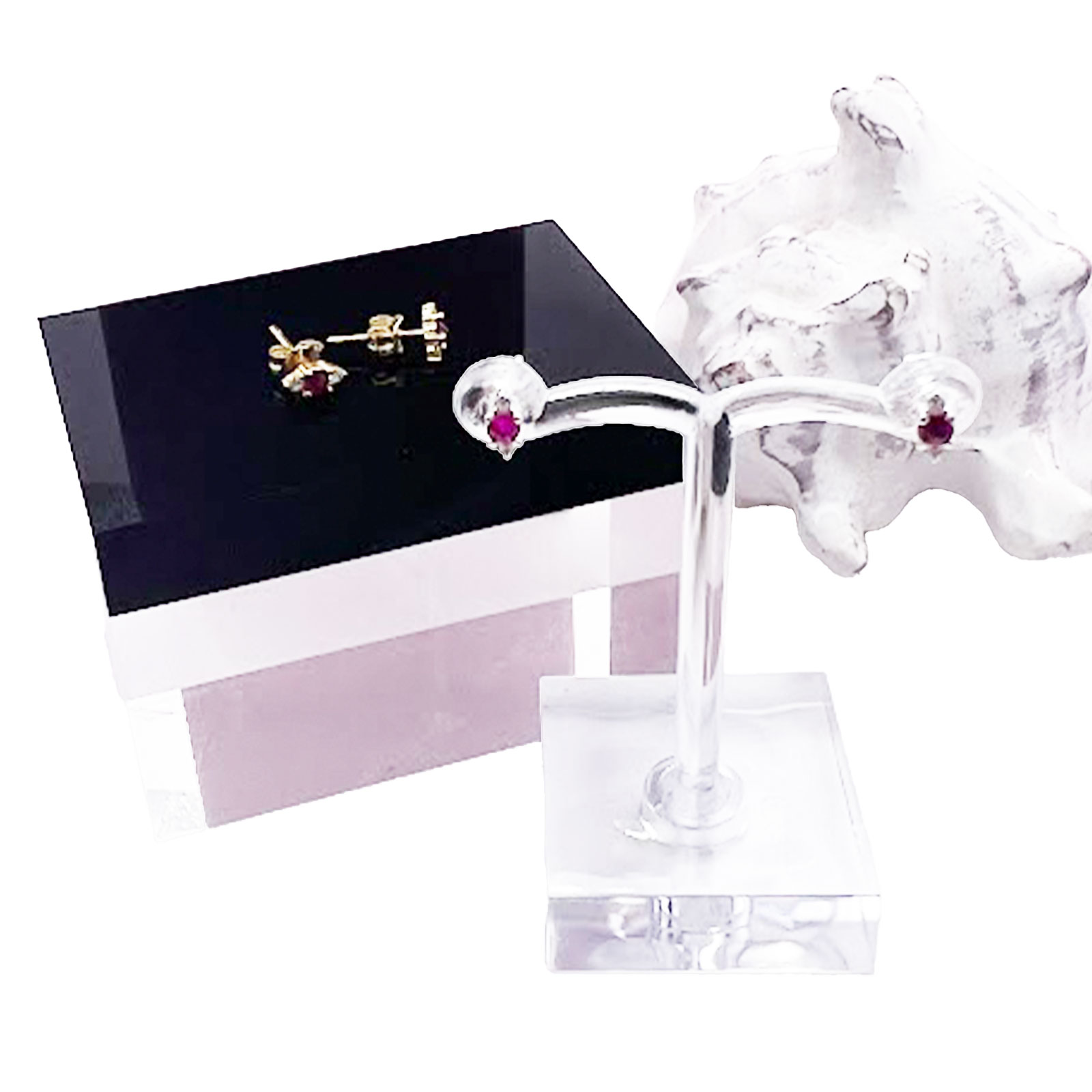 Ruby CZ Stud Earrings