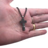 Solid Black Cross Necklace 2 Solid Black Cross Necklace
