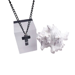 Solid Black Cross Necklace
