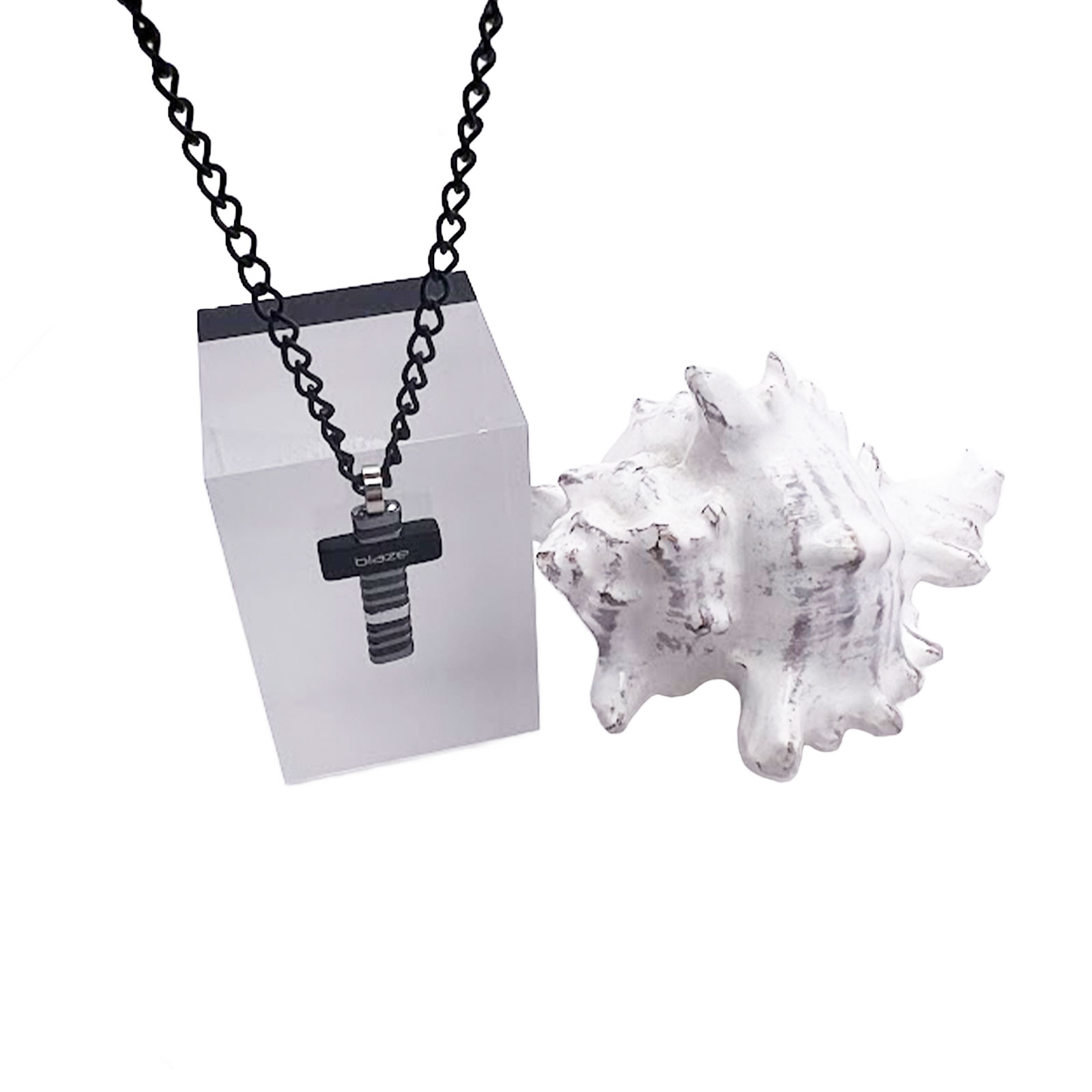 Solid Black Cross Necklace