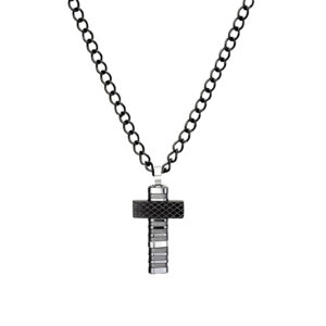 Solid Black Cross Necklace