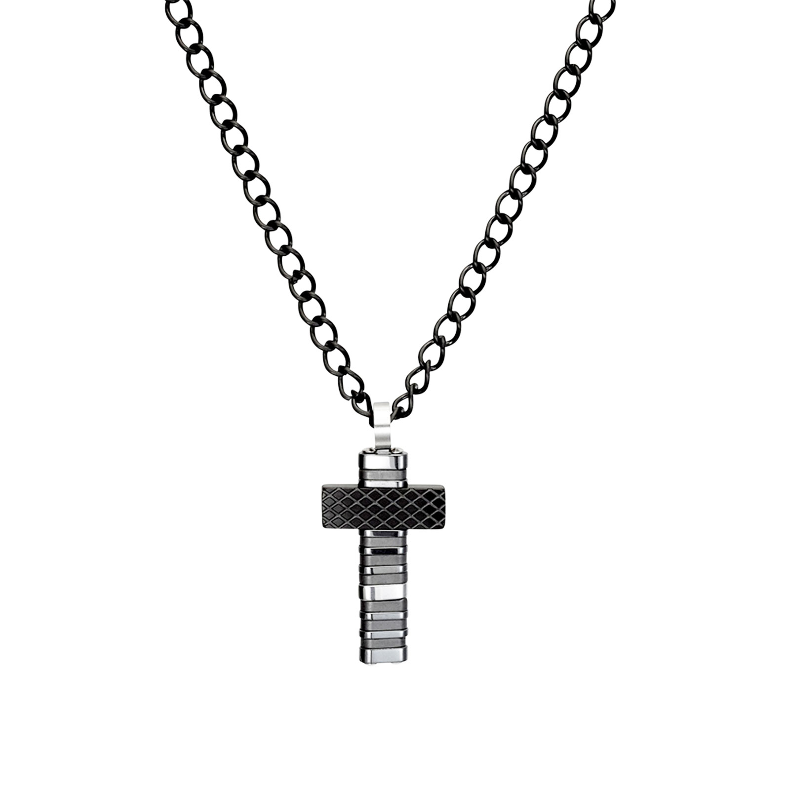 Solid Black Cross Necklace