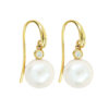 9CT Gold Pearl and Diamond Earrings 1 9CT Gold Pearl and Diamond Earrings