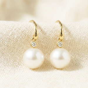 9CT Gold Pearl and Diamond Earrings