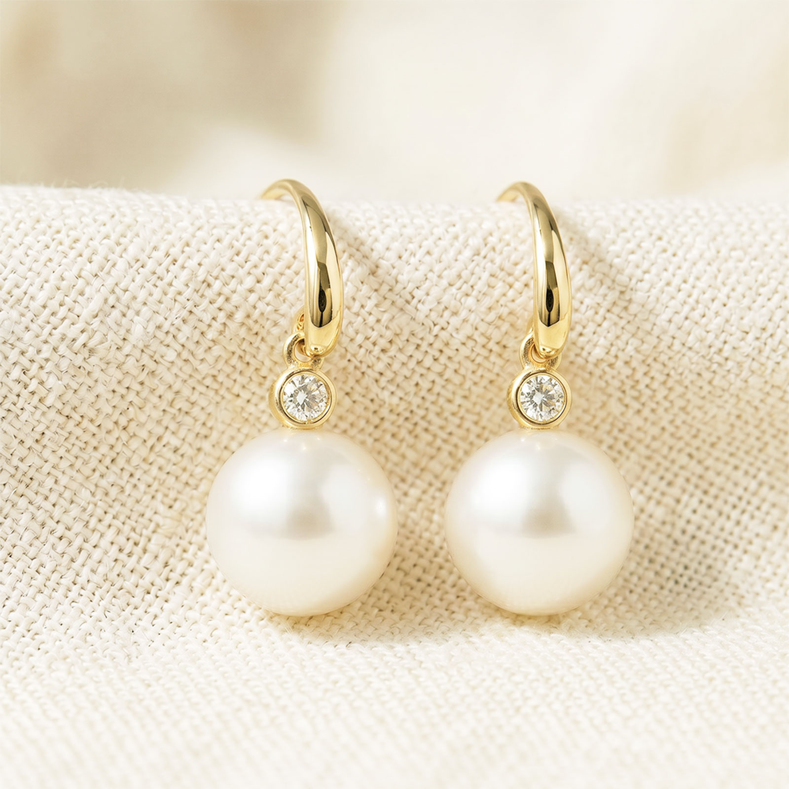 9CT Gold Pearl and Diamond Earrings