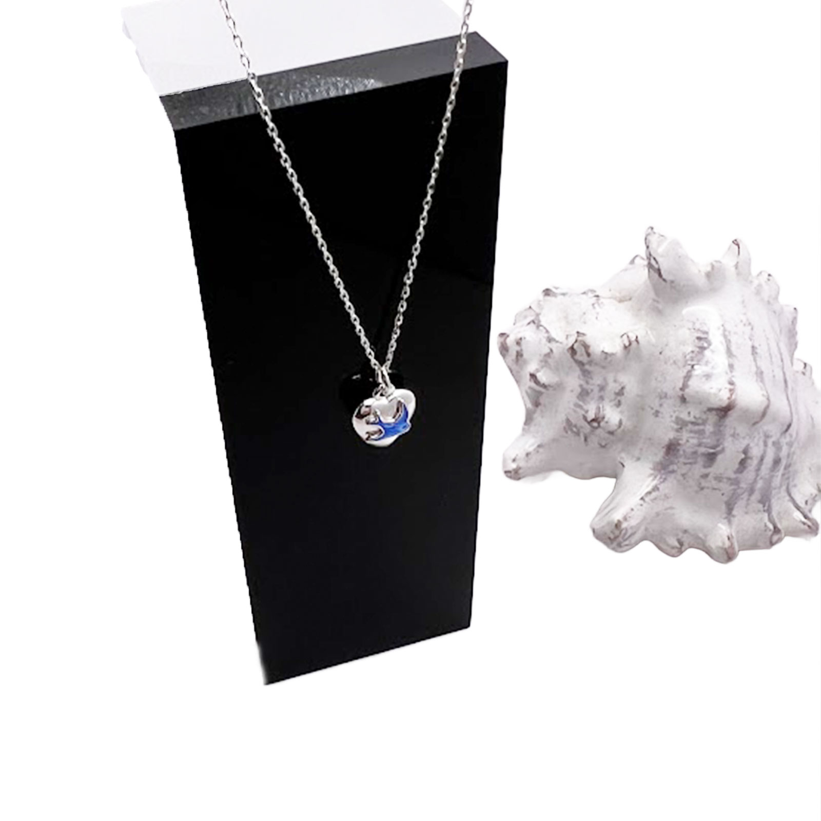 Bluebird Puff Heart Necklace