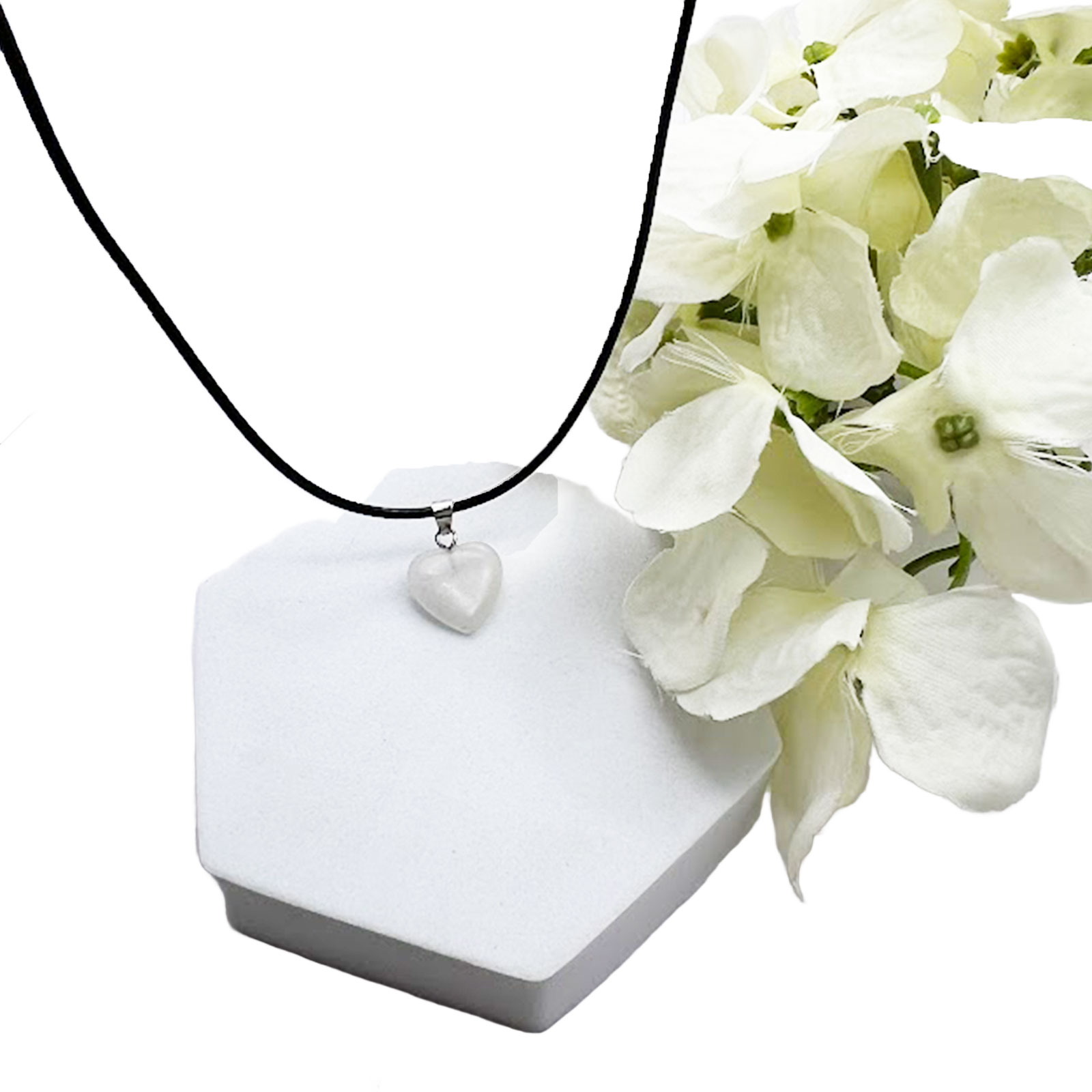 White Heart Pendant Necklace