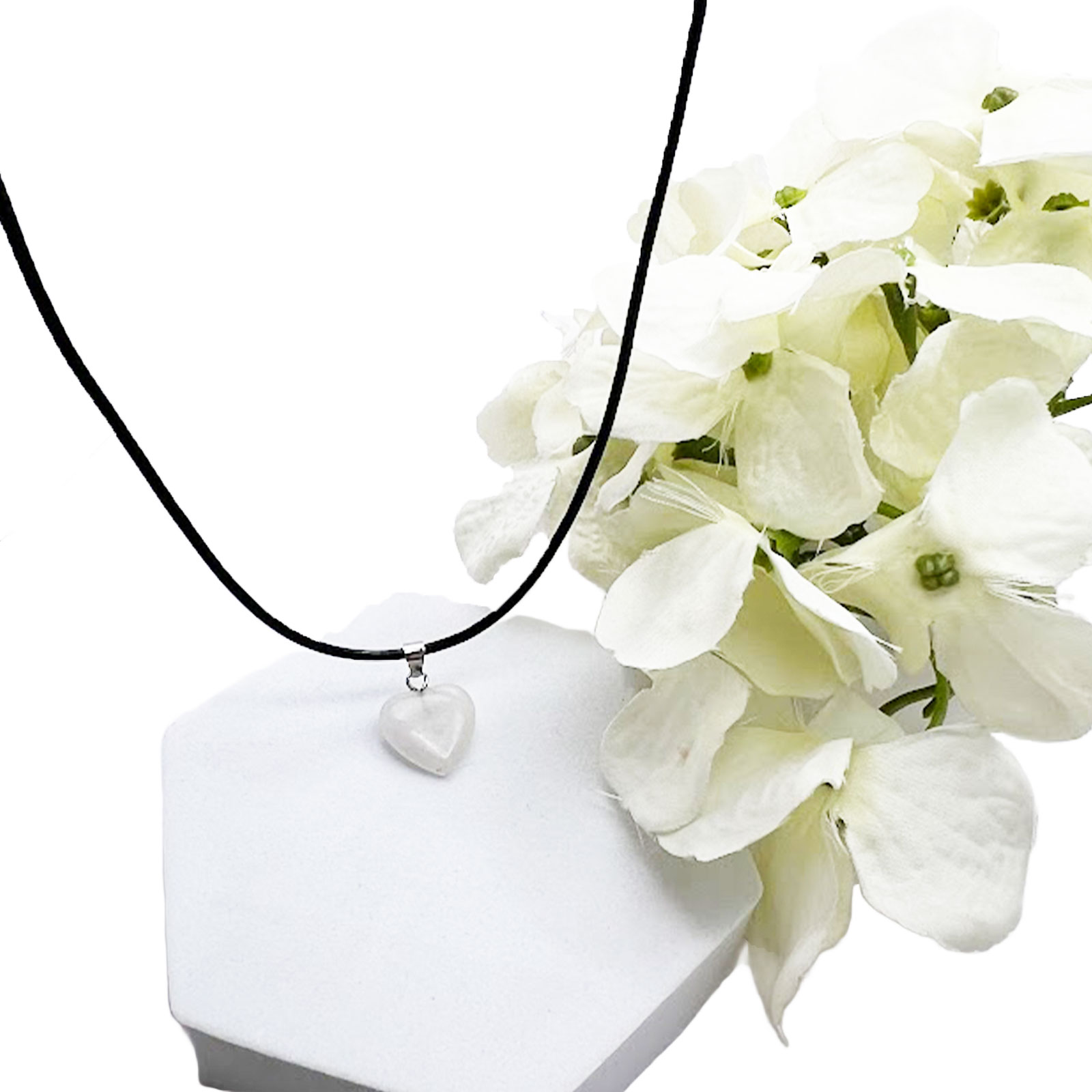 White Heart Pendant Necklace