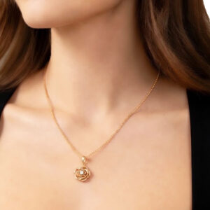 9ct Diamond Rose Pendant