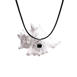 Black Stone Pendant with Leather Chain
