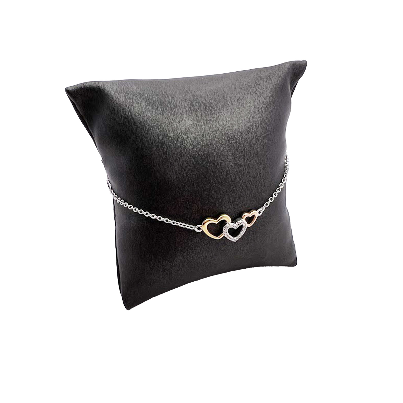 Sterling Silver 3 Tone Heart Bracelet