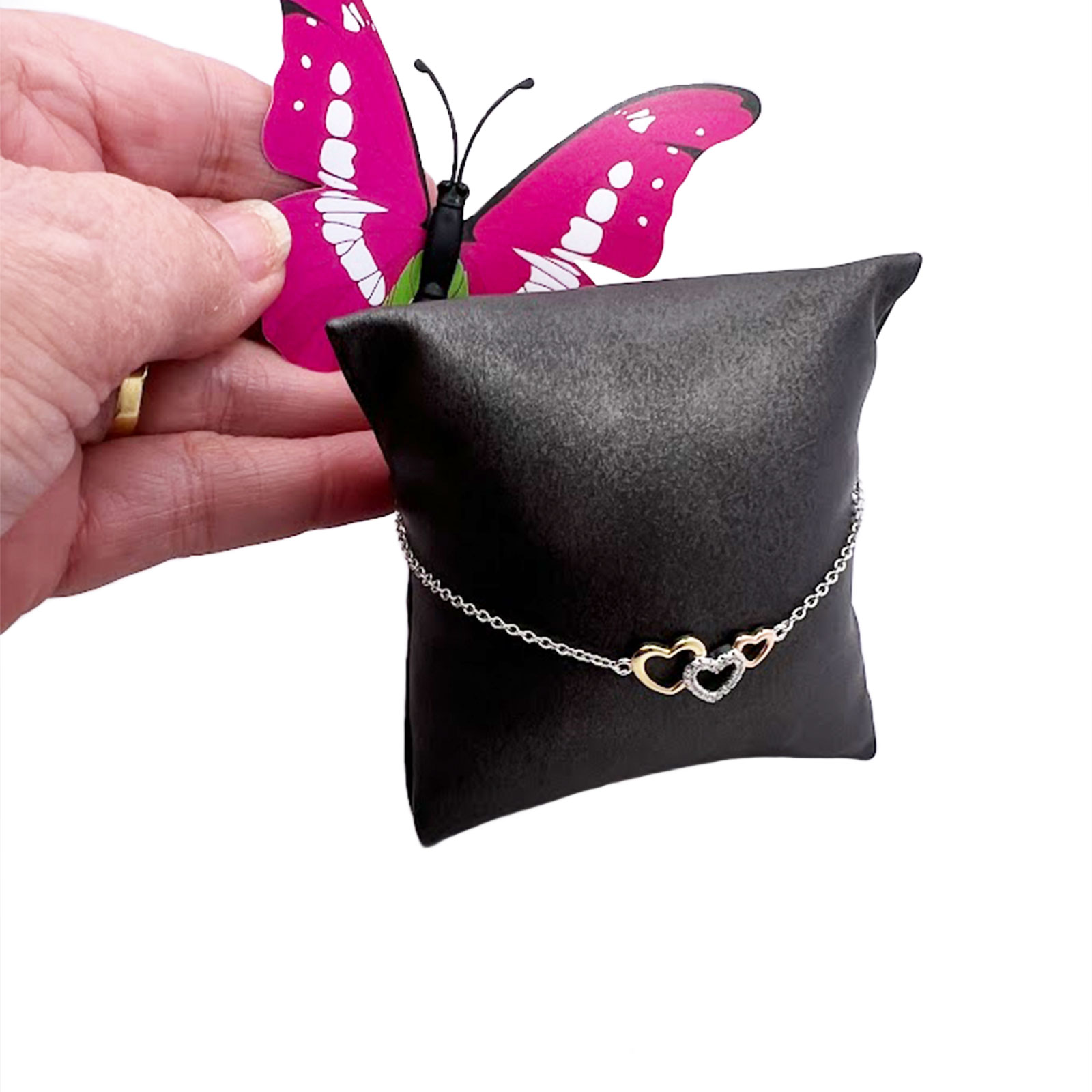 Sterling Silver 3 Tone Heart Bracelet
