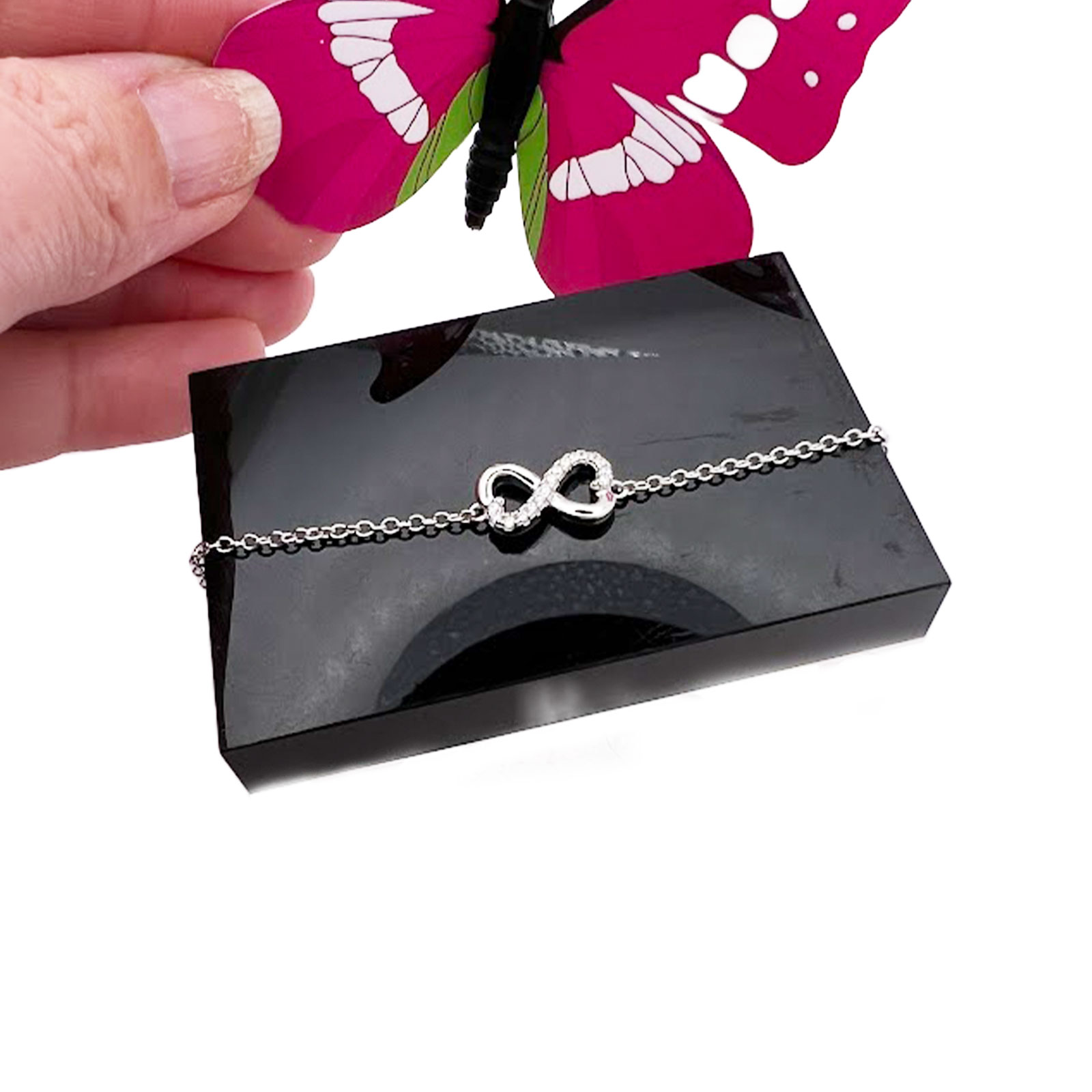 Sterling Silver CZ Infinity Bracelet