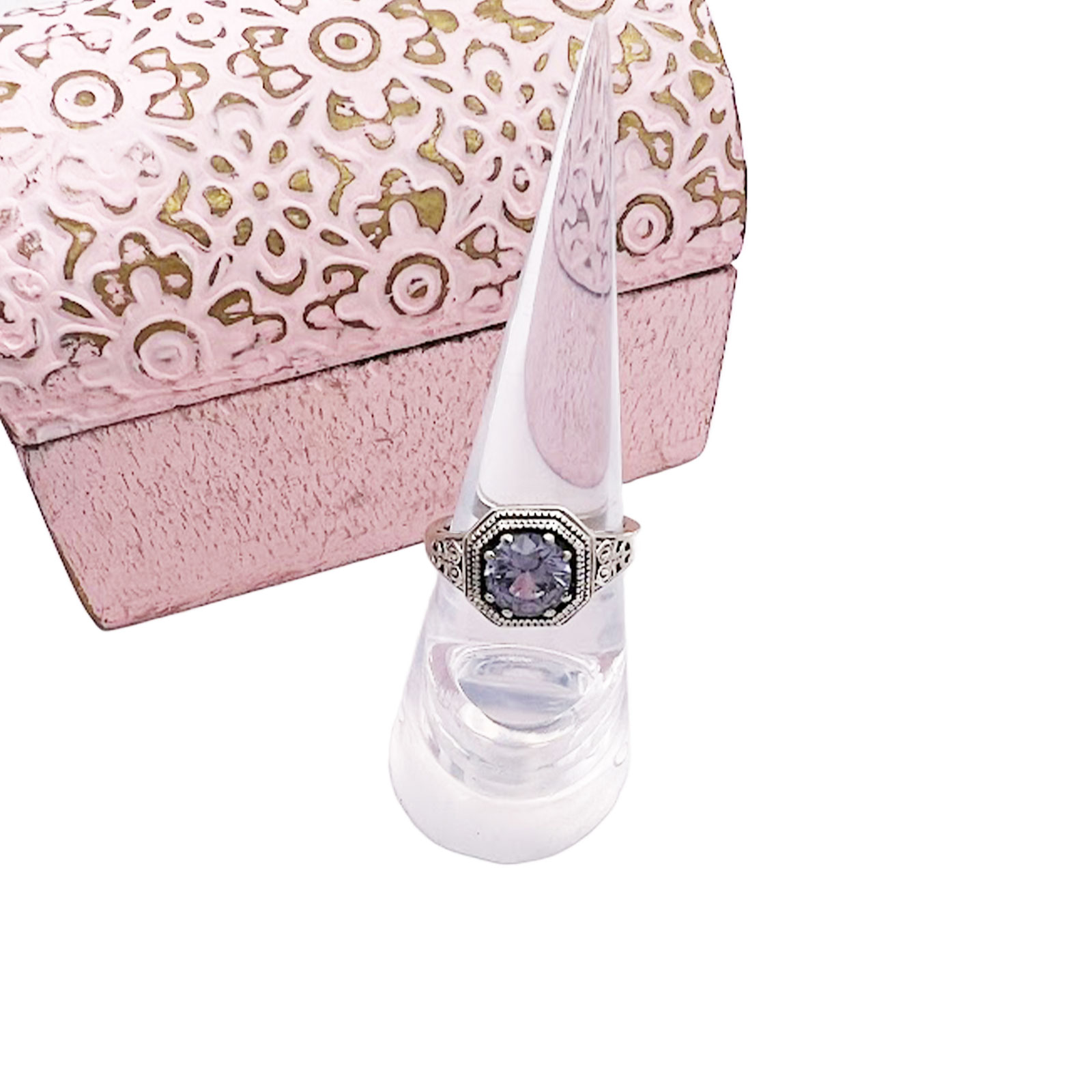 Sterling Silver CZ Ring-Alexandrite-6.5