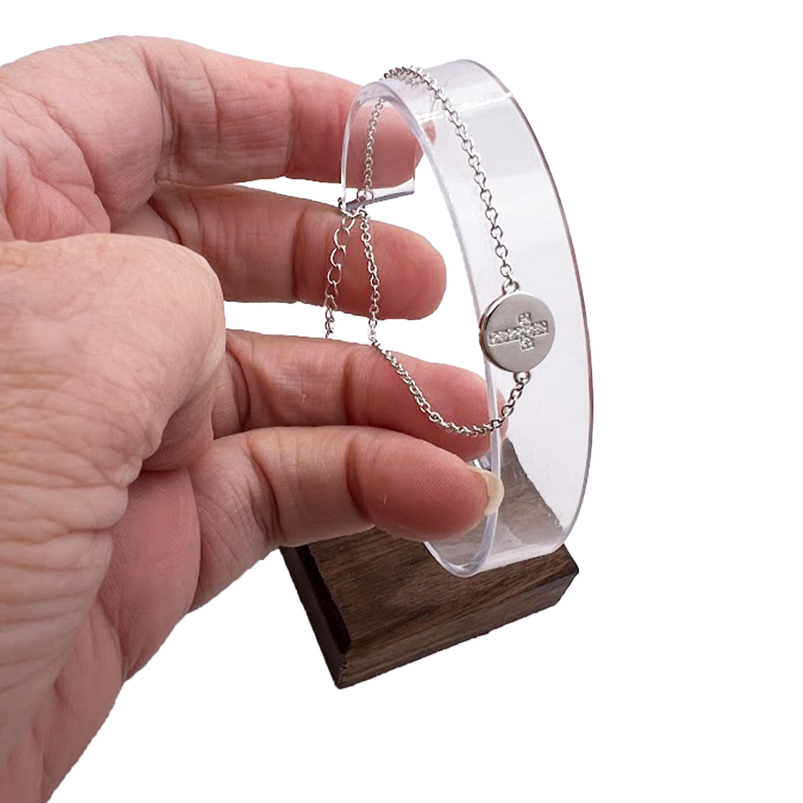 Sterling Silver Cross Bracelet